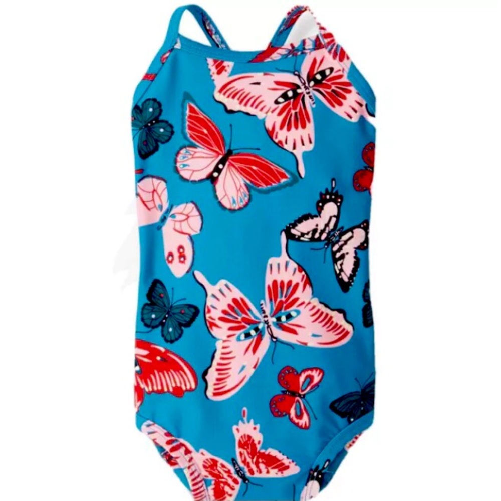 Hanna Andersson Girls One Piece Swimsuit Blue 2T